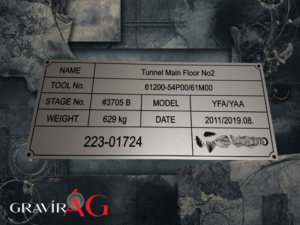 Aluminium adattábla - jelölés