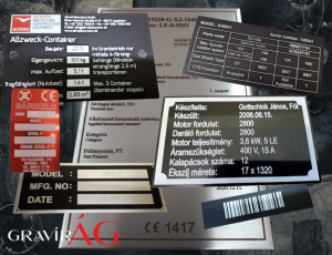 Alumínium adattáblák